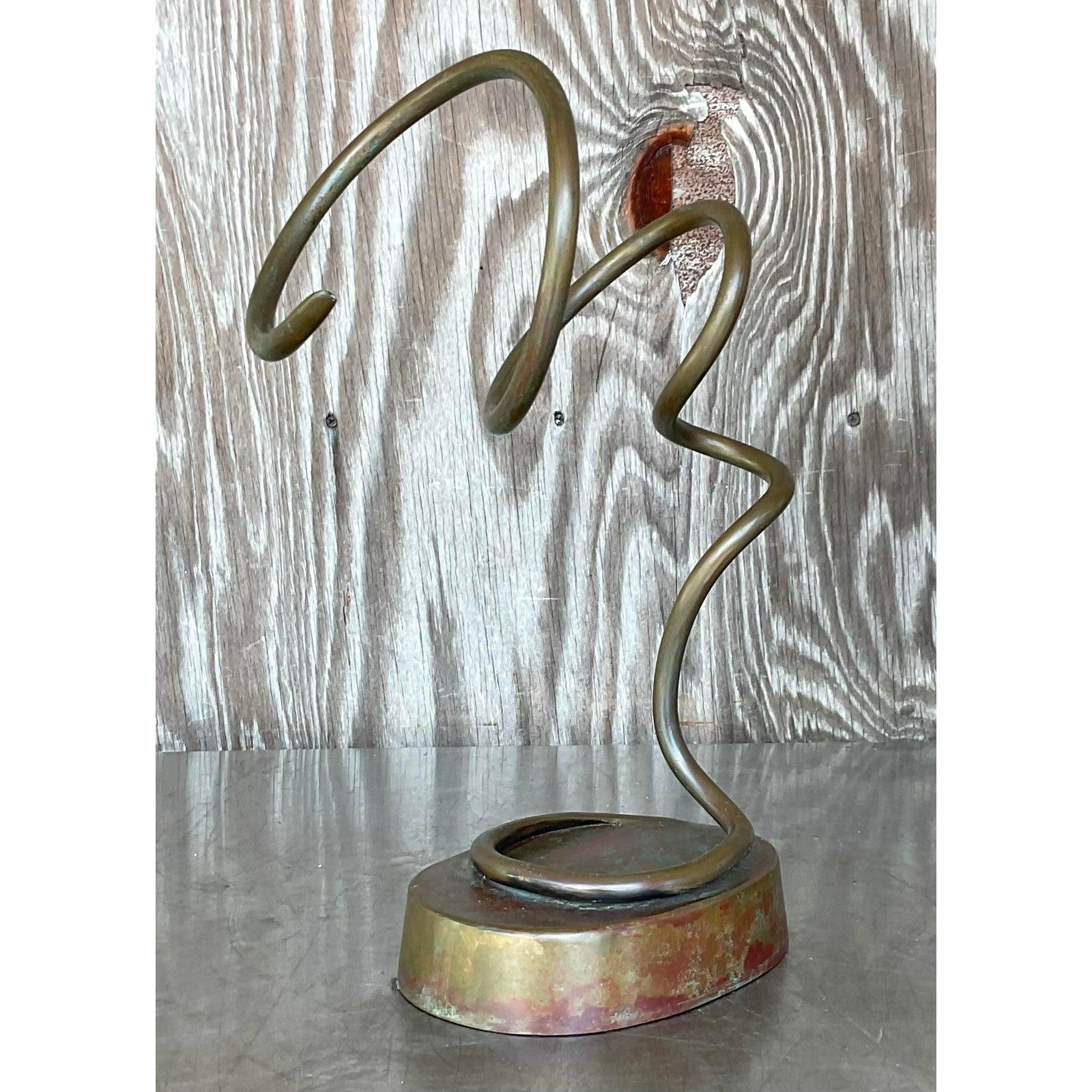 20ième siècle Sculpture métallique abstraite bohème vintage en vente