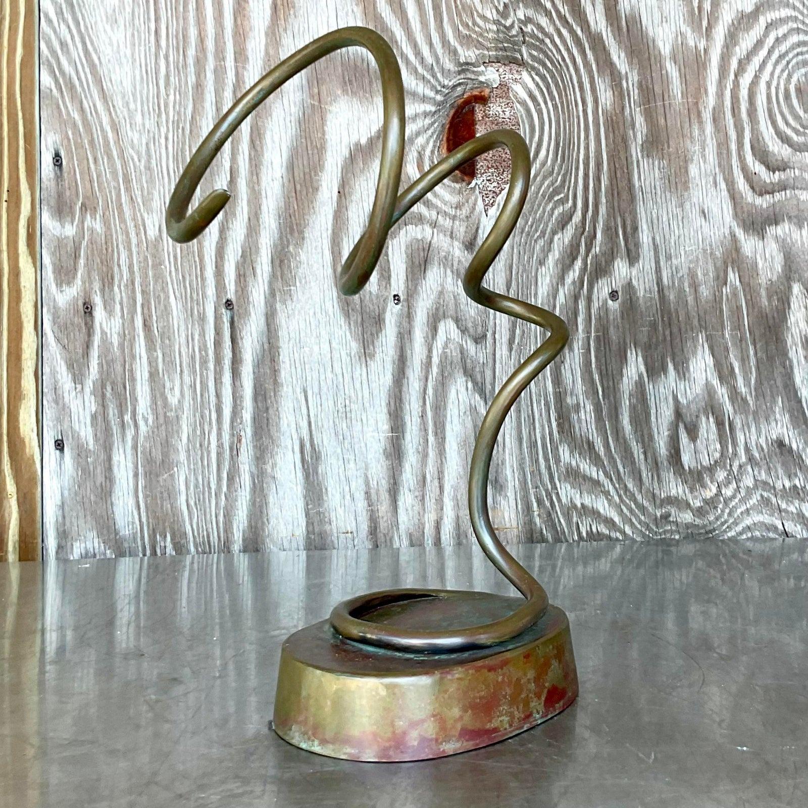 Vintage Boho Abstract Metal Sculpture For Sale 2