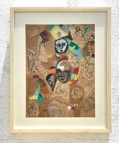 Vintage Boho Abstract Mixed Media Sketches on Paper