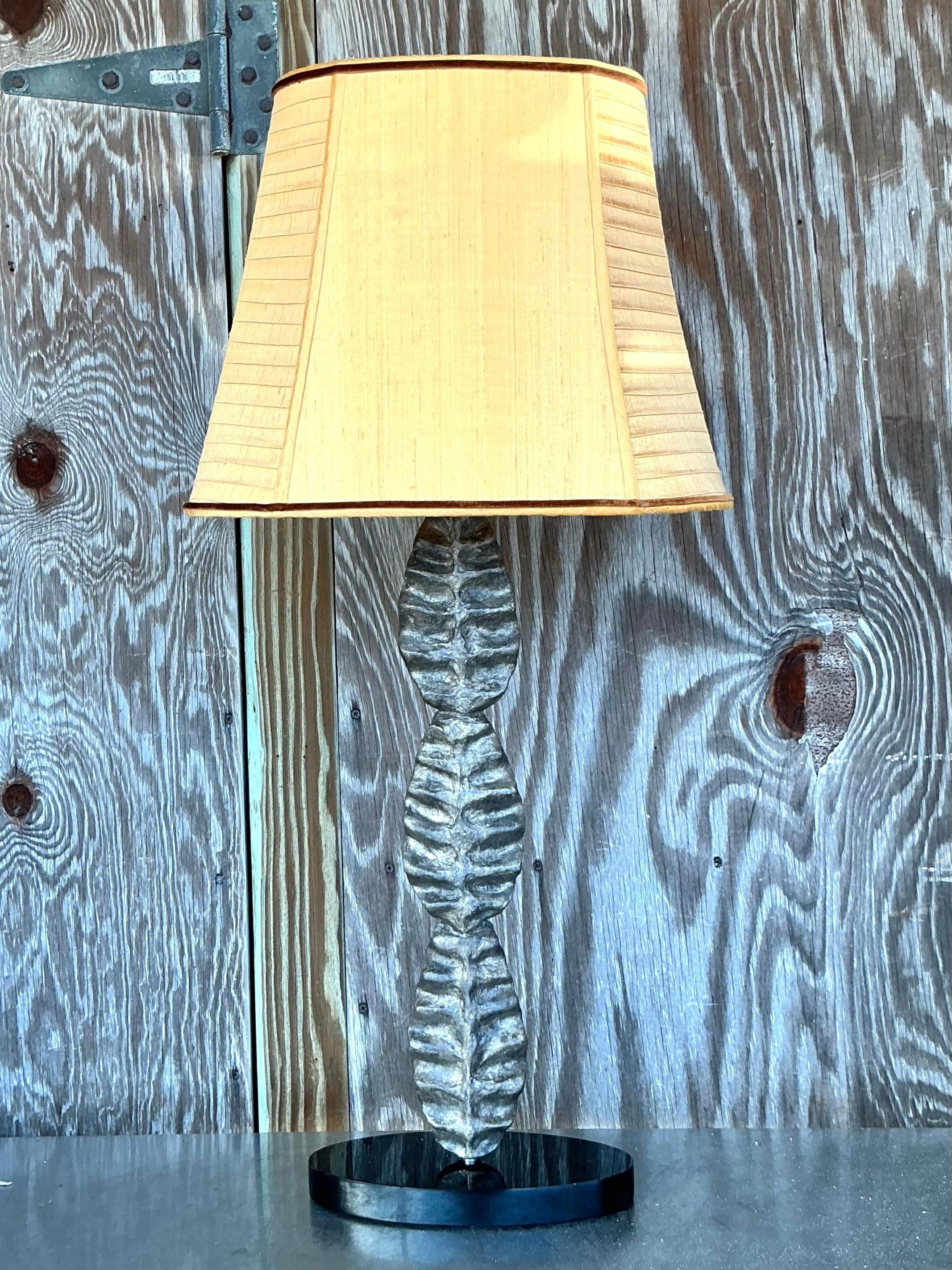 American Vintage Boho Abstract Molded Leaf Lamp For Sale