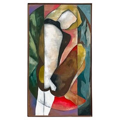 Vintage Boho Abstract Oil on Canvas