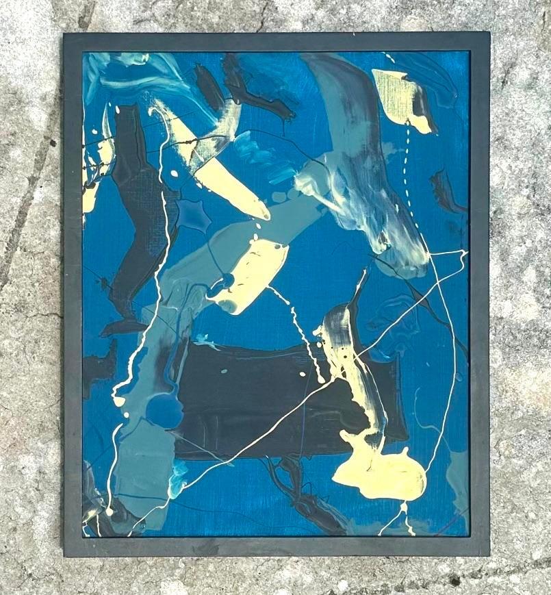 Nordamericano Pittura ad olio astratta vintage Boho