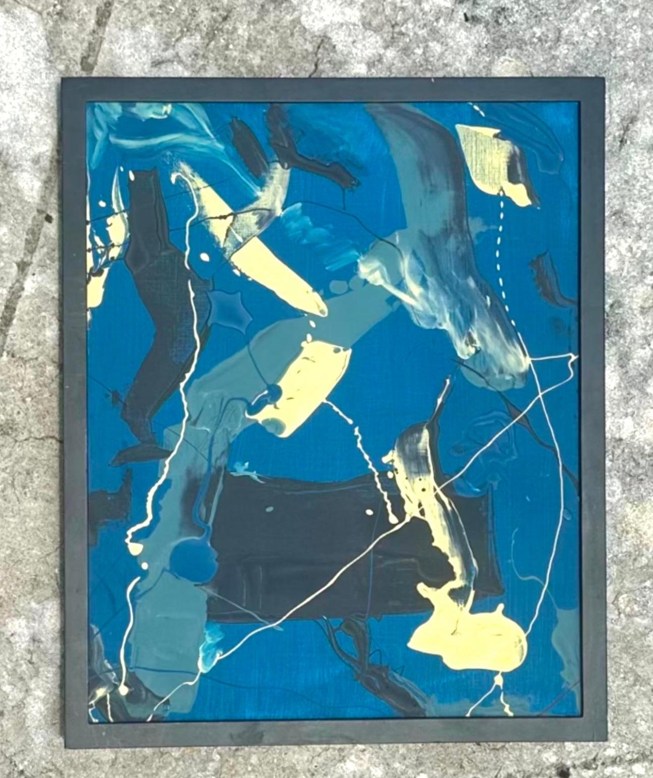 Pittura ad olio astratta vintage Boho In condizioni buone a west palm beach, FL