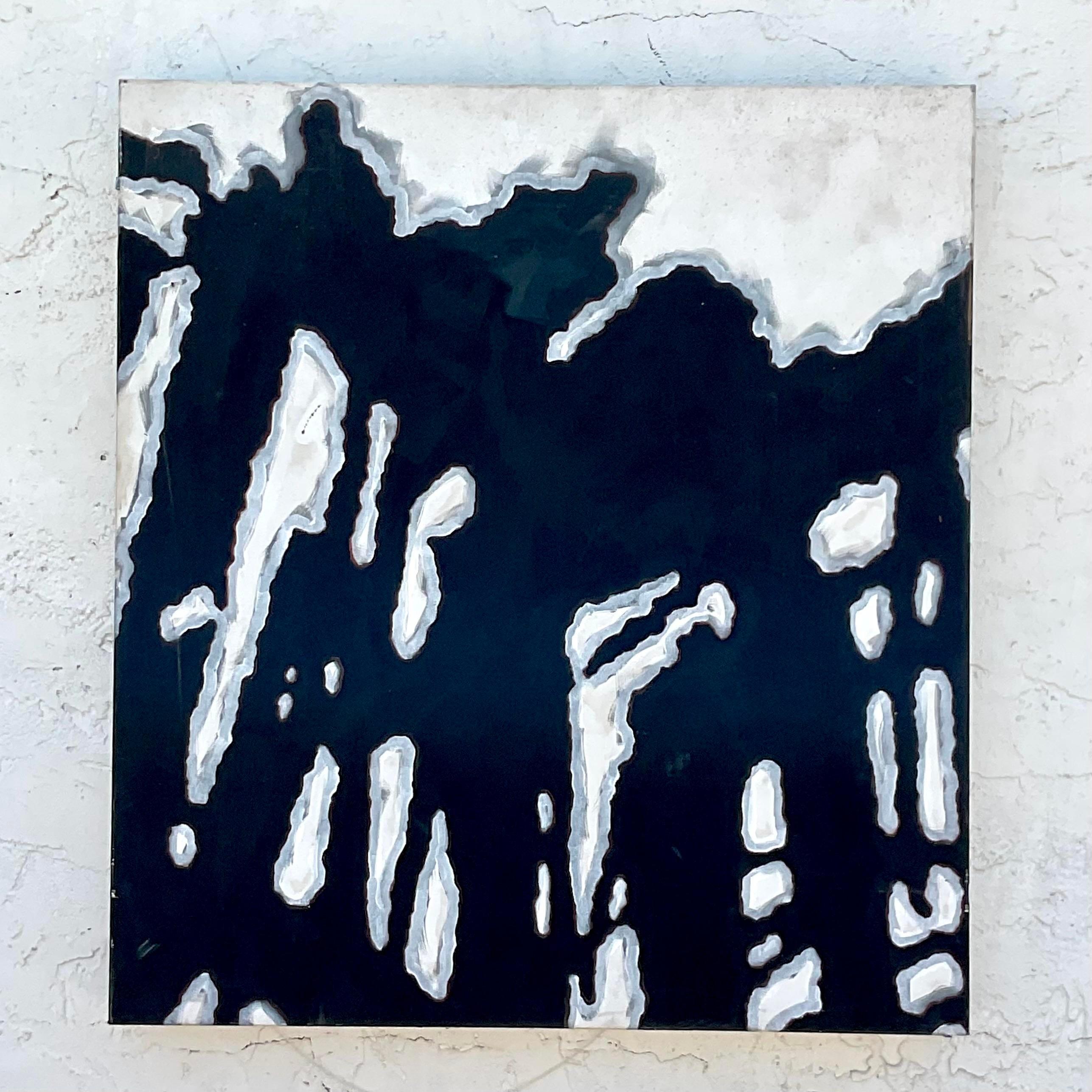 Vintage Boho Abstract Oil On Canvas