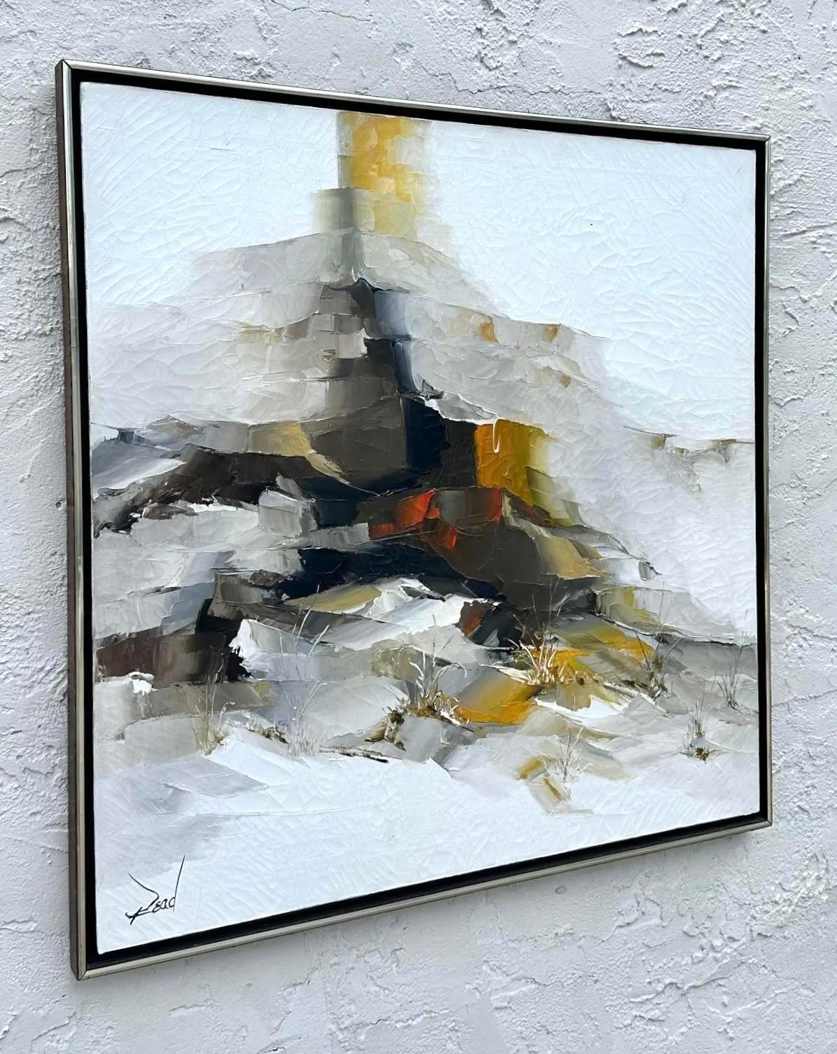 Vintage Boho abstrakte Ölgemälde auf Leinwand im Zustand „Gut“ im Angebot in West Palm Beach, FL
