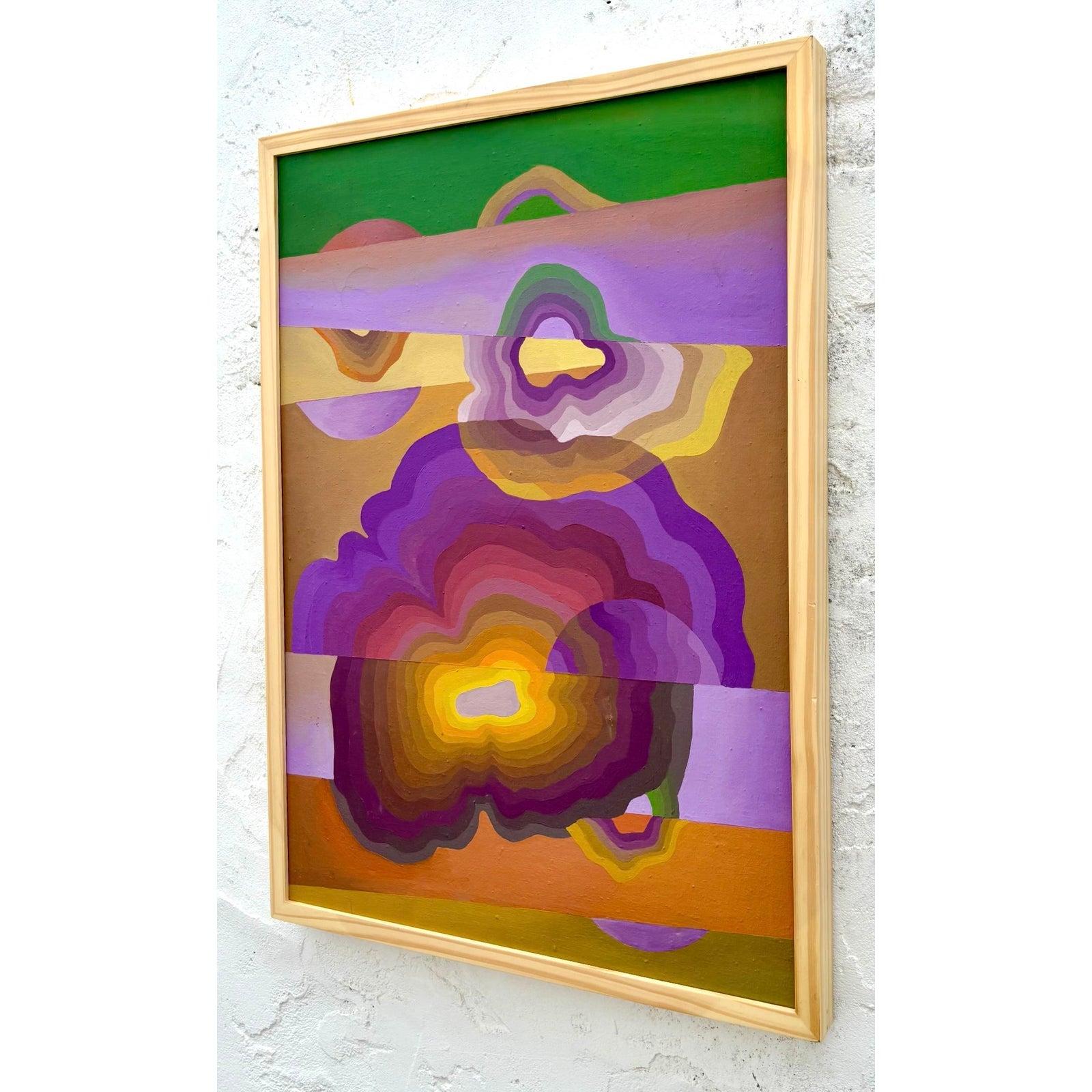 Abstraktes Original-Ölgemälde auf Leinwand, Boho (Expressionismus) im Angebot