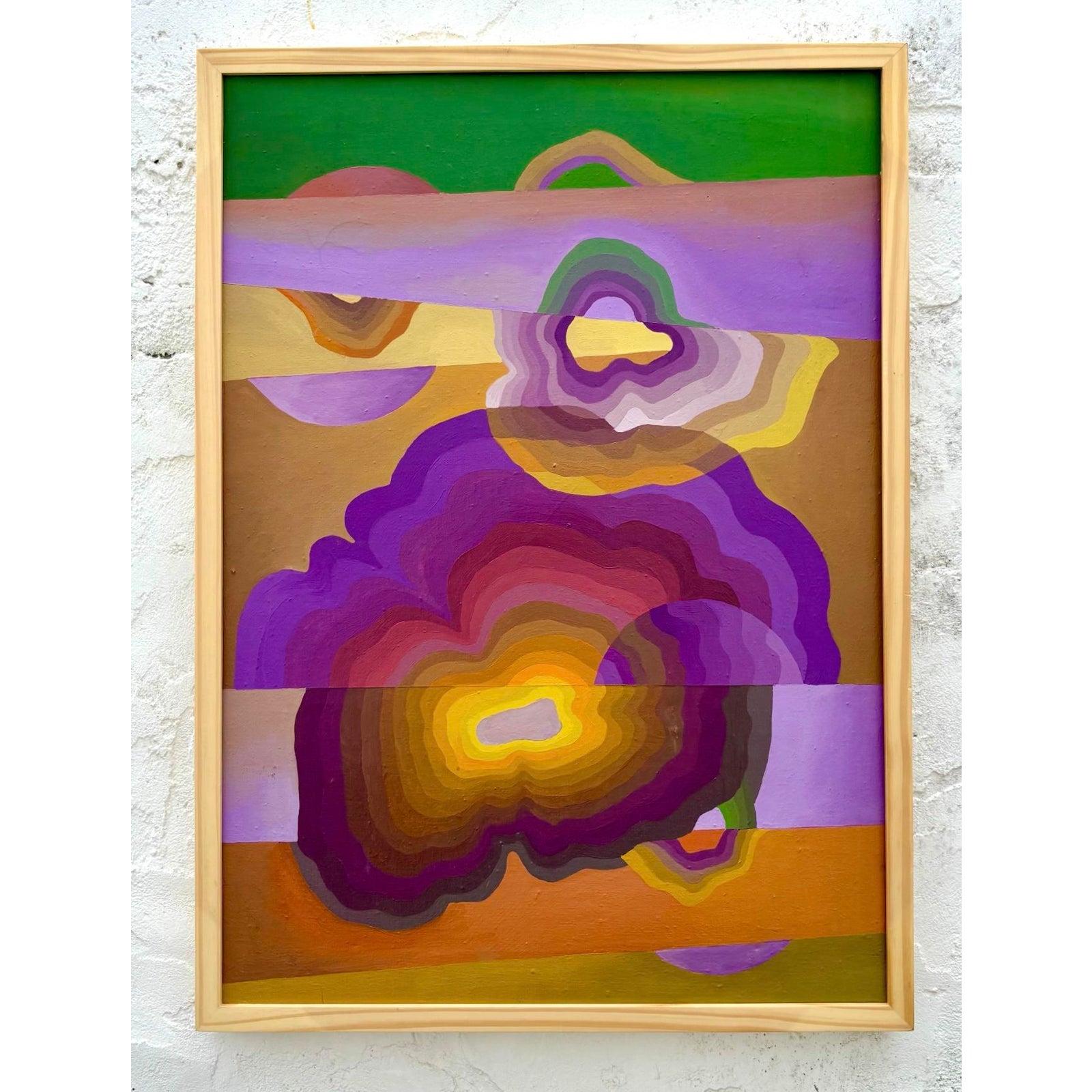 Abstraktes Original-Ölgemälde auf Leinwand, Boho (amerikanisch) im Angebot
