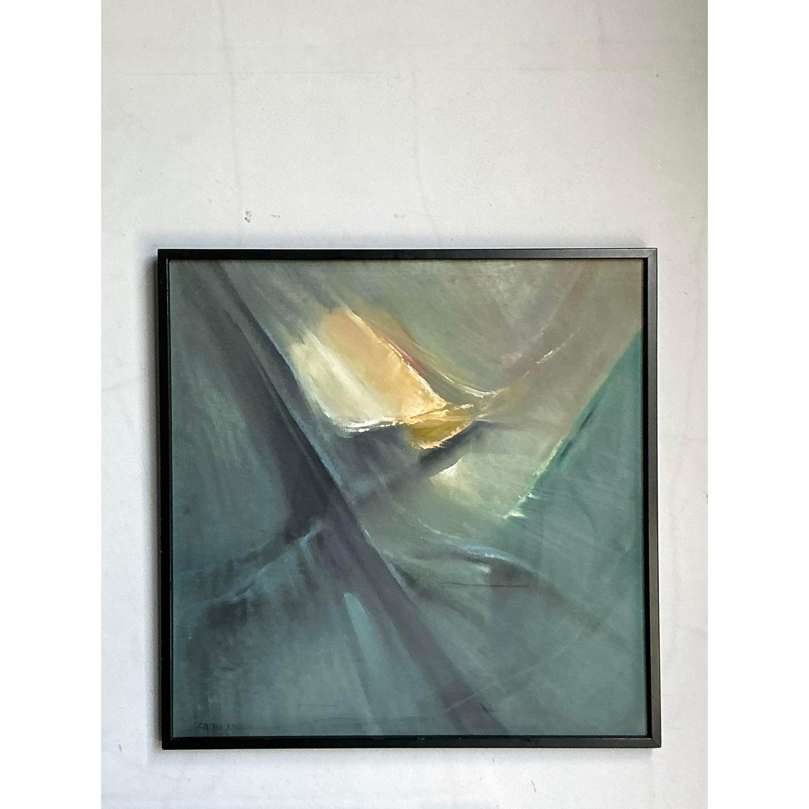 Abstraktes Original-Ölgemälde auf Leinwand, Boho im Zustand „Gut“ im Angebot in West Palm Beach, FL