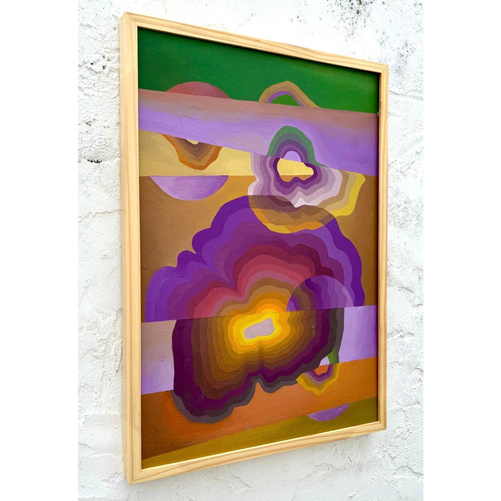 Abstraktes Original-Ölgemälde auf Leinwand, Boho (20. Jahrhundert) im Angebot