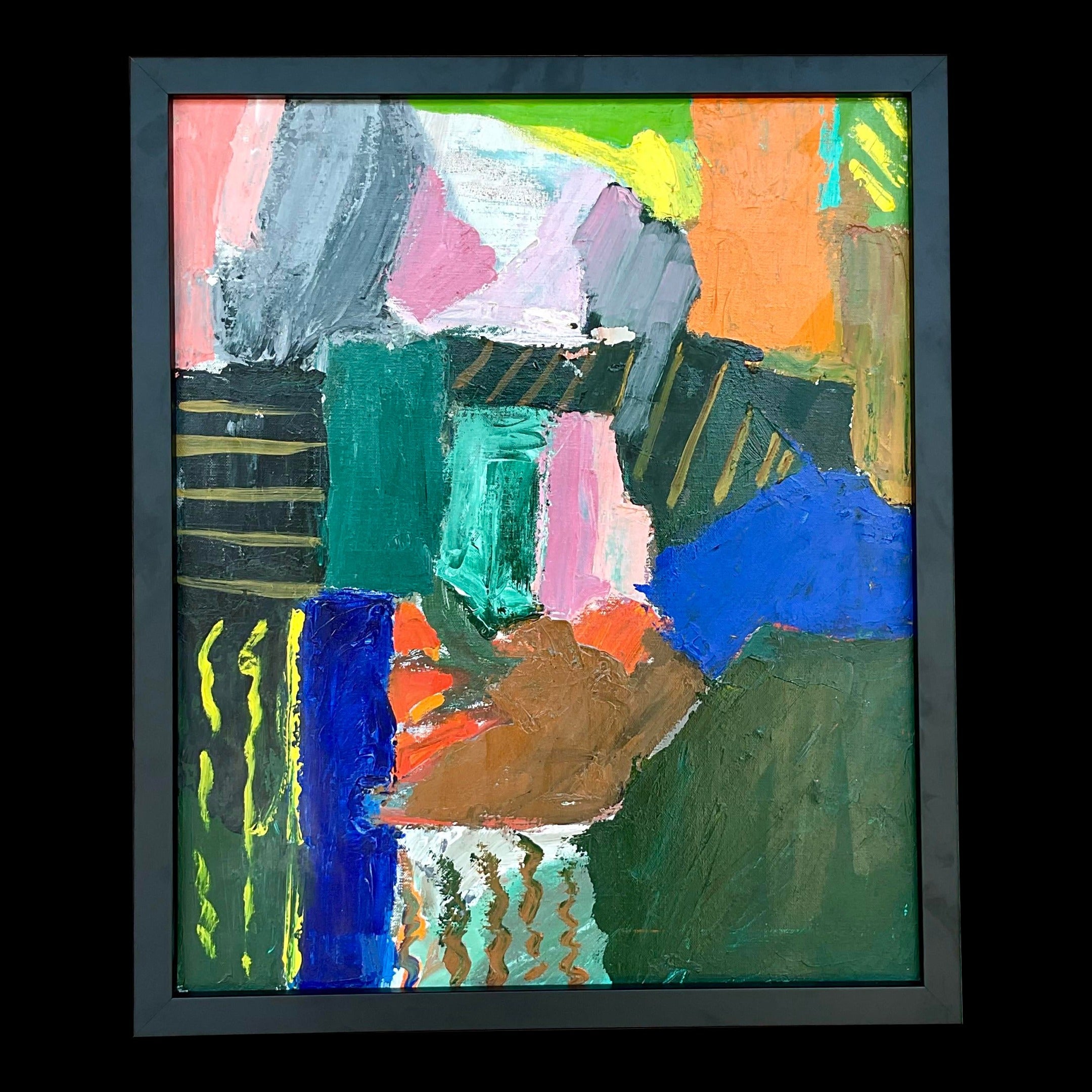 Vintage Boho Abstract Original Oil on Canvas For Sale at 1stDibs