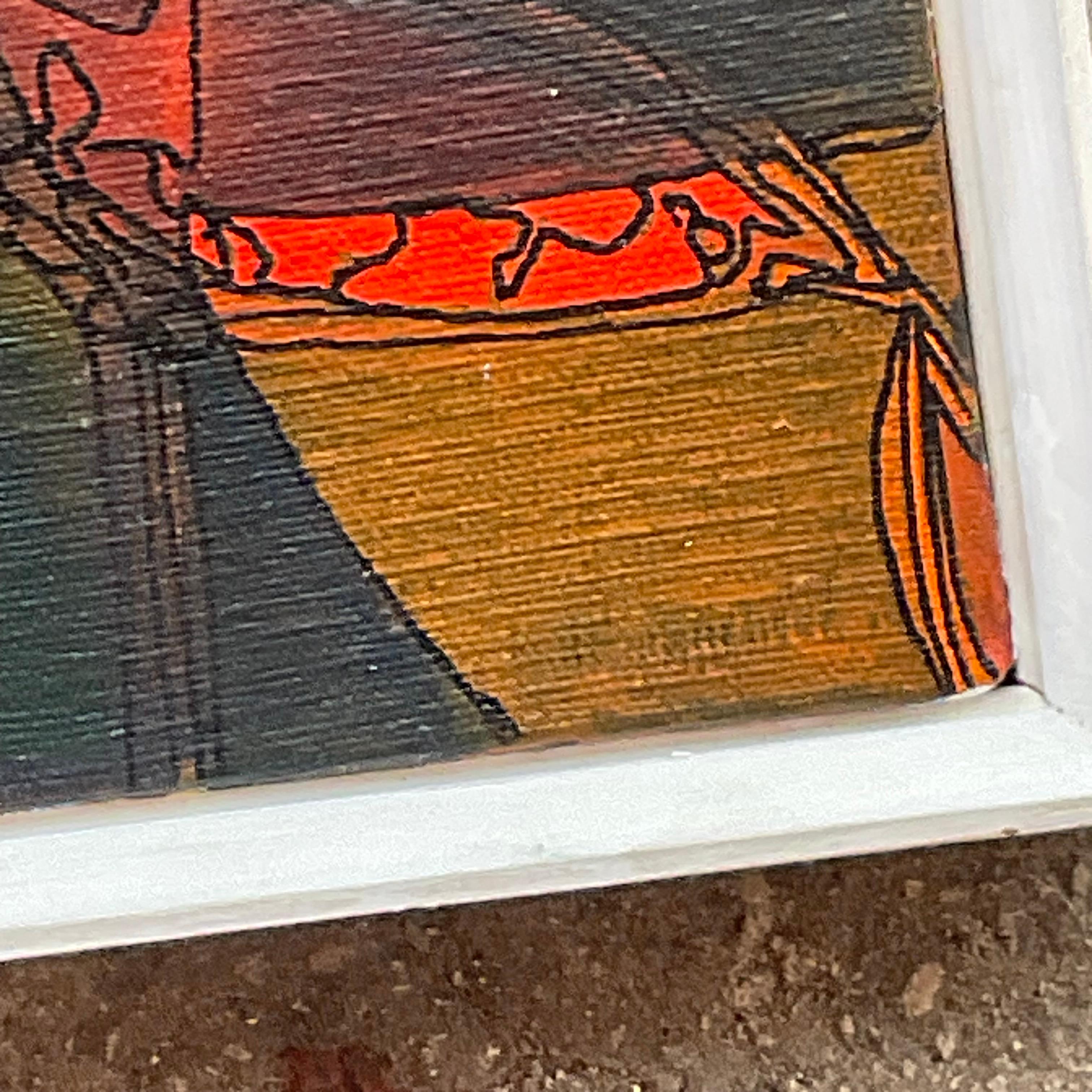 Tela Vintage By, pittura astratta originale a olio su tela in vendita