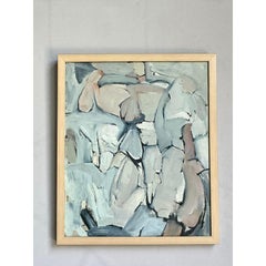 Pittura a olio originale astratta vintage su tela di Boho