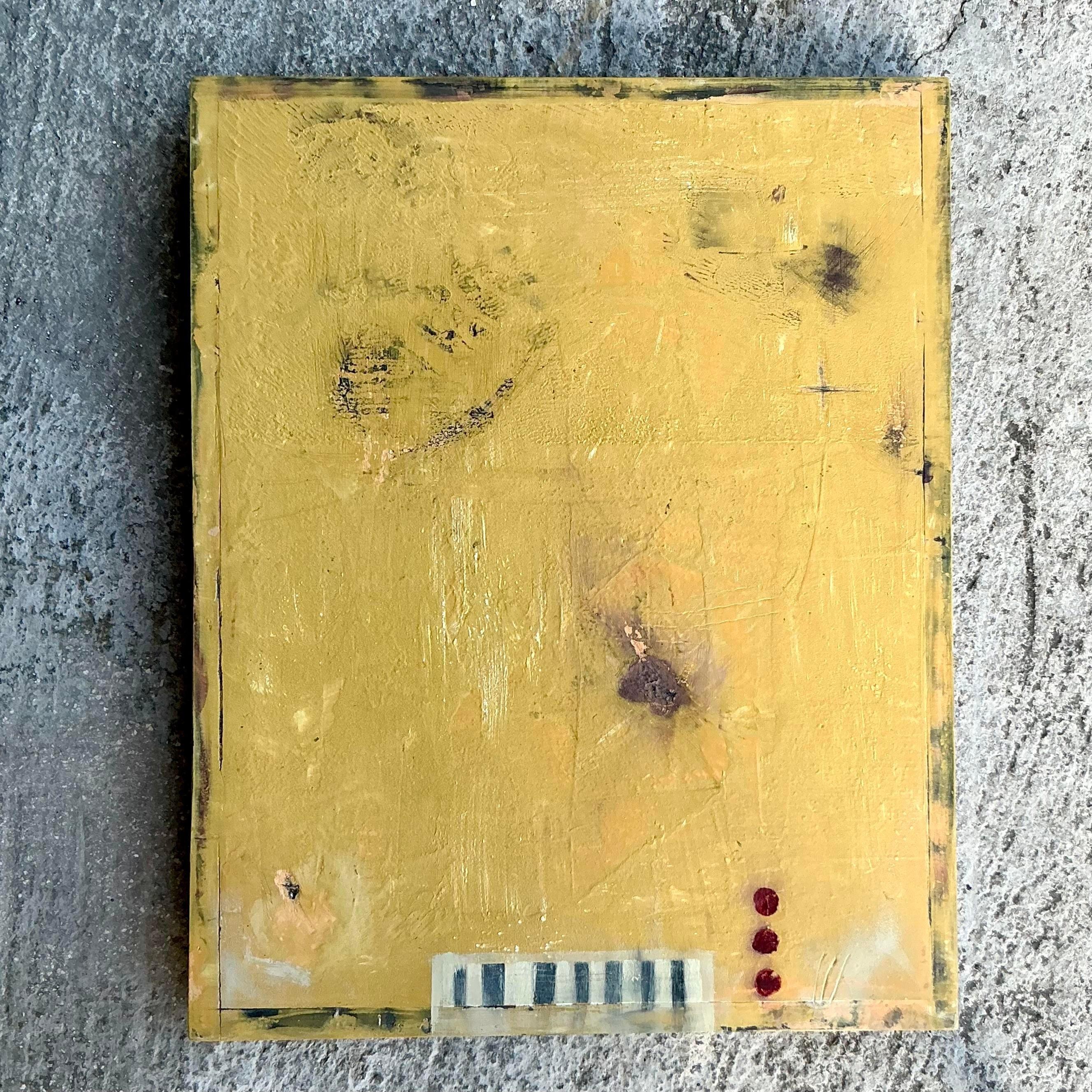 Pittura a olio originale astratta vintage su tela di Boho In condizioni buone in vendita a west palm beach, FL