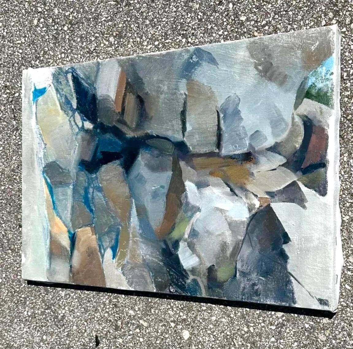 Abstraktes Original-Ölgemälde auf Leinwand, Boho, Vintage (20. Jahrhundert) im Angebot