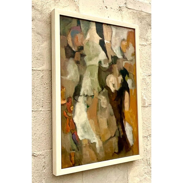 Vintage Boho Abstract Original Oil Painting on Canvas For Sale at 1stDibs