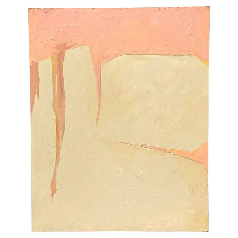 Vintage Boho Abstract Original Oil Painting on Canvas For Sale at 1stDibs