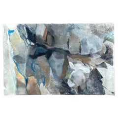 Pittura a olio originale astratta vintage su tela di Boho