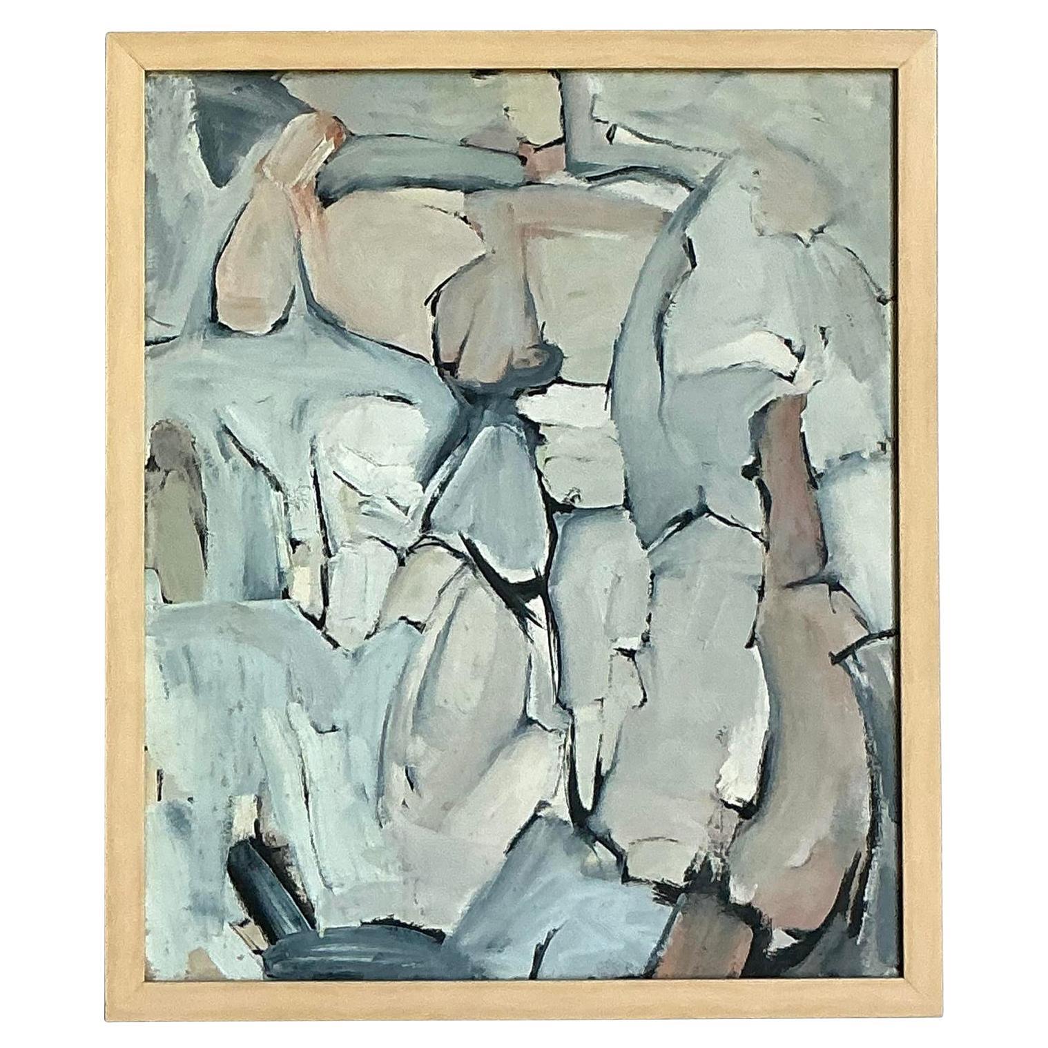 Abstraktes Original-Ölgemälde auf Leinwand, Boho, Vintage im Angebot