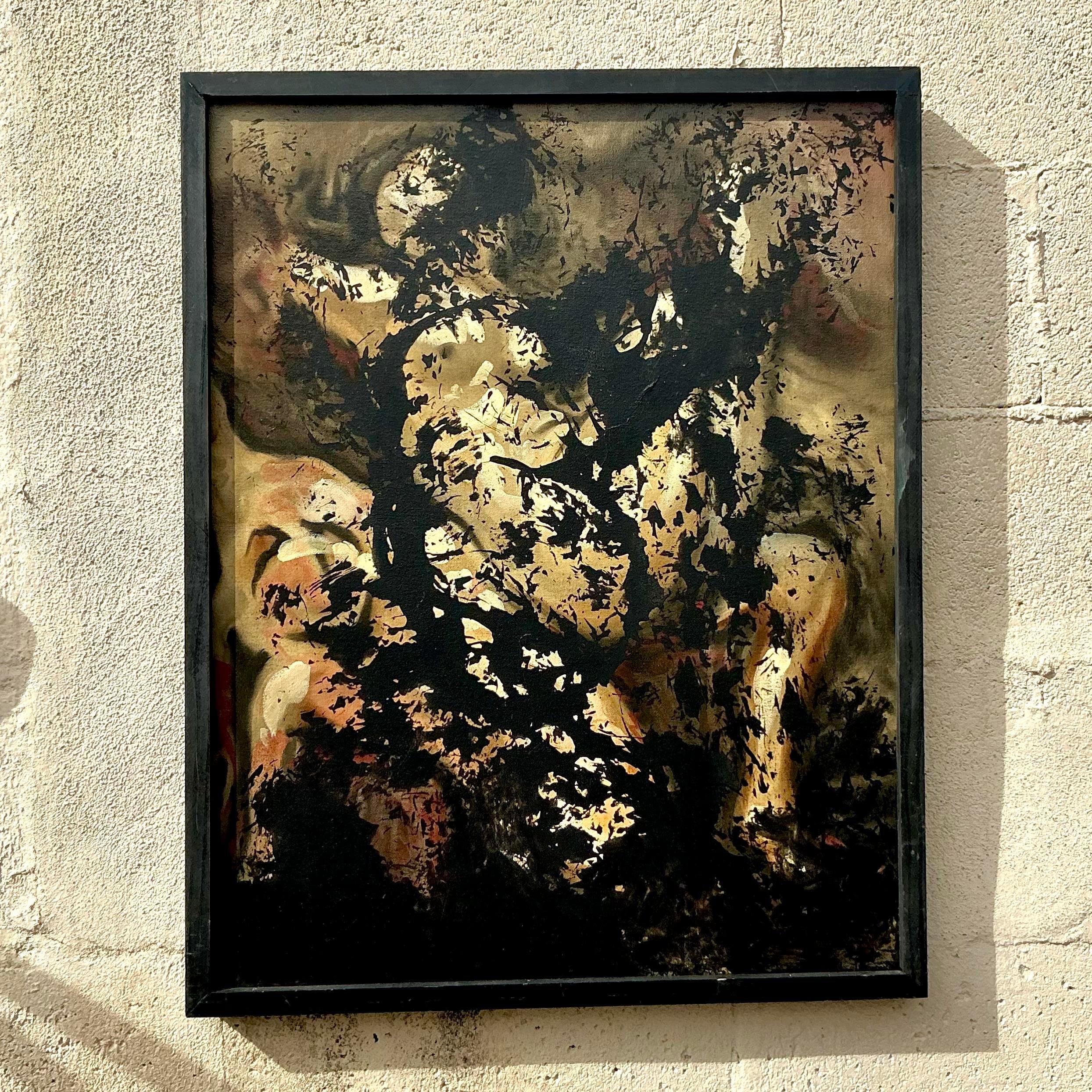 XX secolo Quadro astratto vintage Boho su tela in vendita