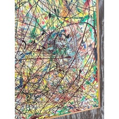 Vintage Boho Abstract Painting Signed Lincoln Park