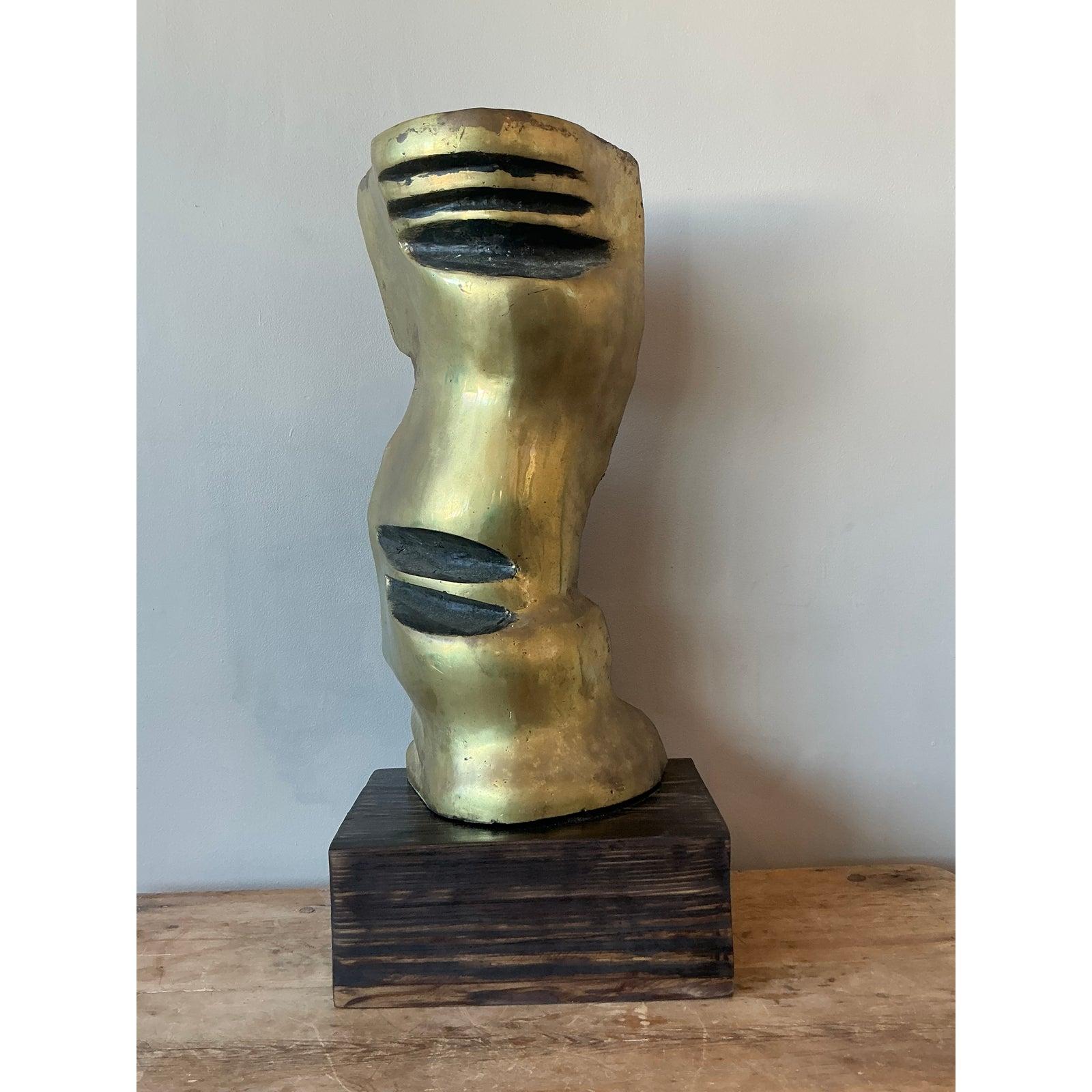 Mid-Century moderno Scultura astratta vintage in bronzo lucido Boho in vendita