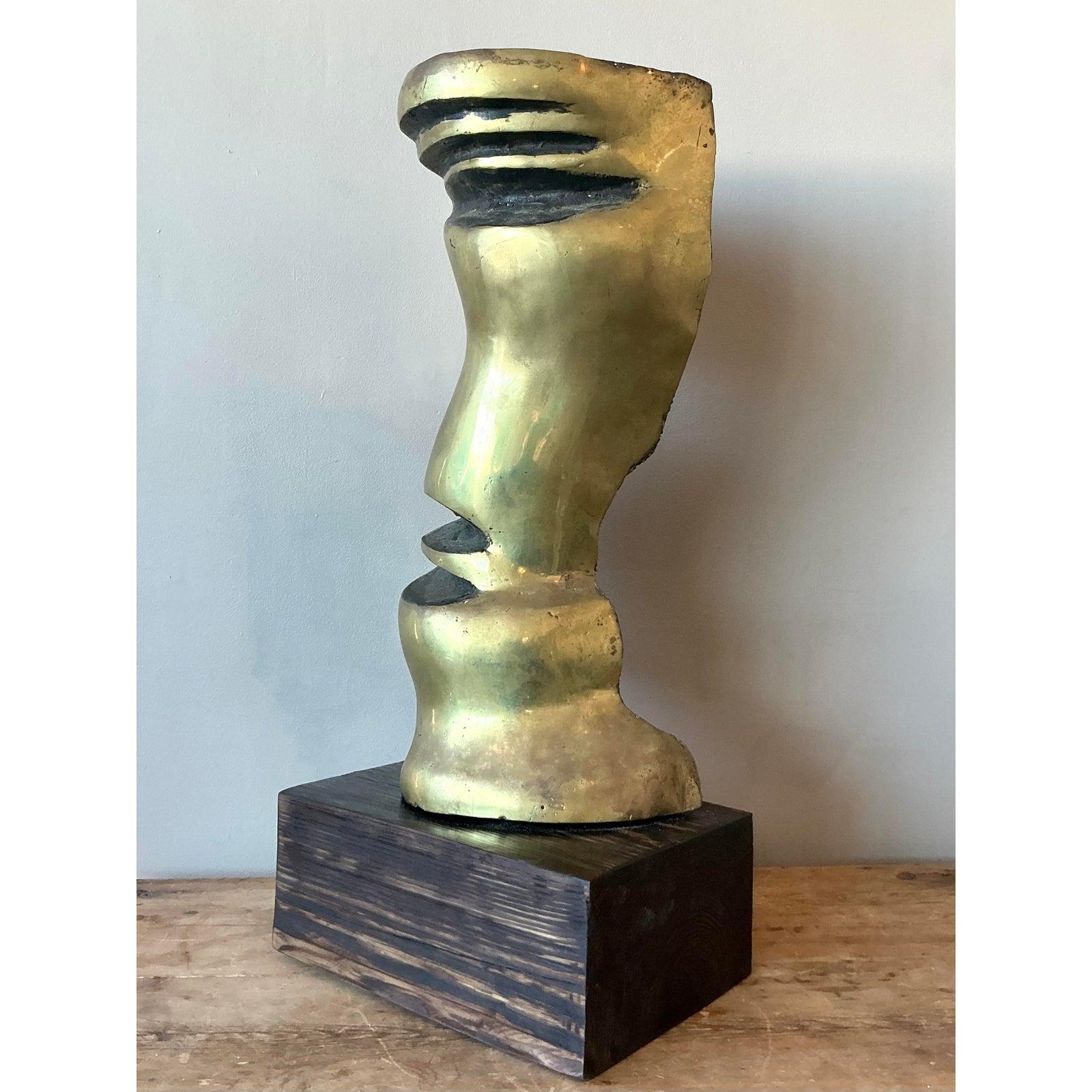 Scultura astratta vintage in bronzo lucido Boho In condizioni buone in vendita a West Palm Beach, FL