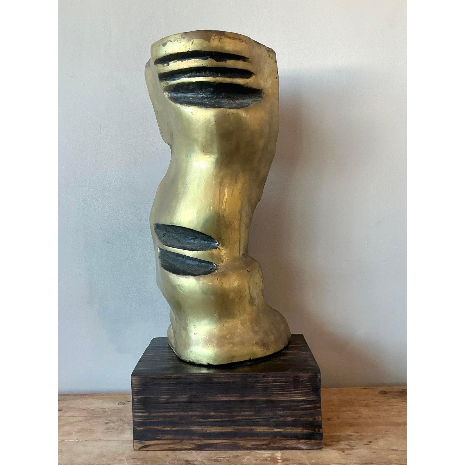 XX secolo Scultura astratta vintage in bronzo lucido Boho in vendita