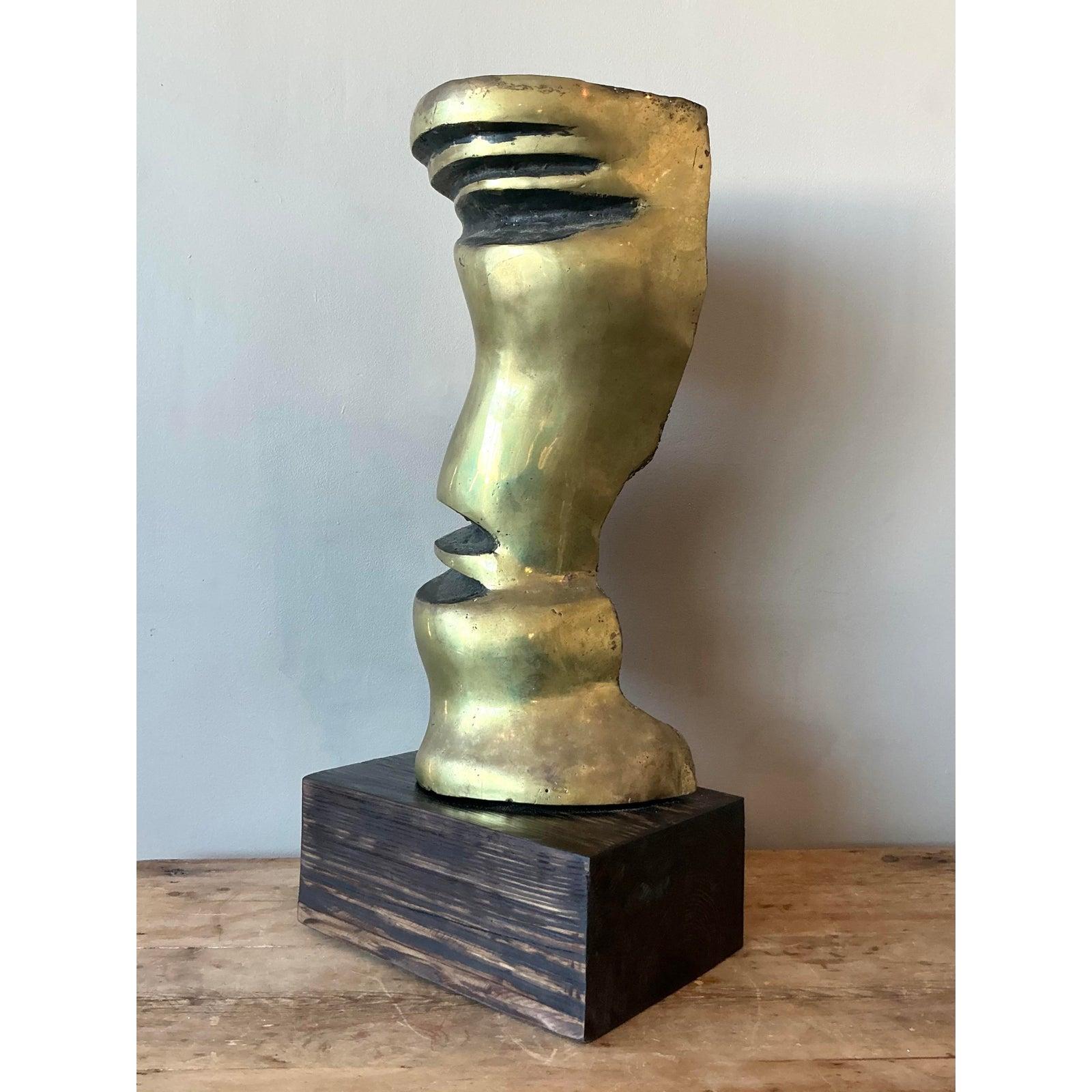 Bronzo Scultura astratta vintage in bronzo lucido Boho in vendita