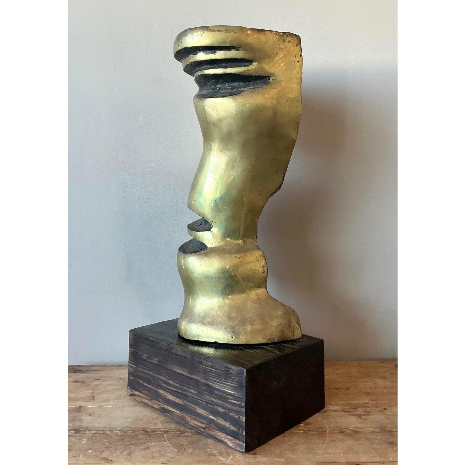 Scultura astratta vintage in bronzo lucido Boho in vendita 1