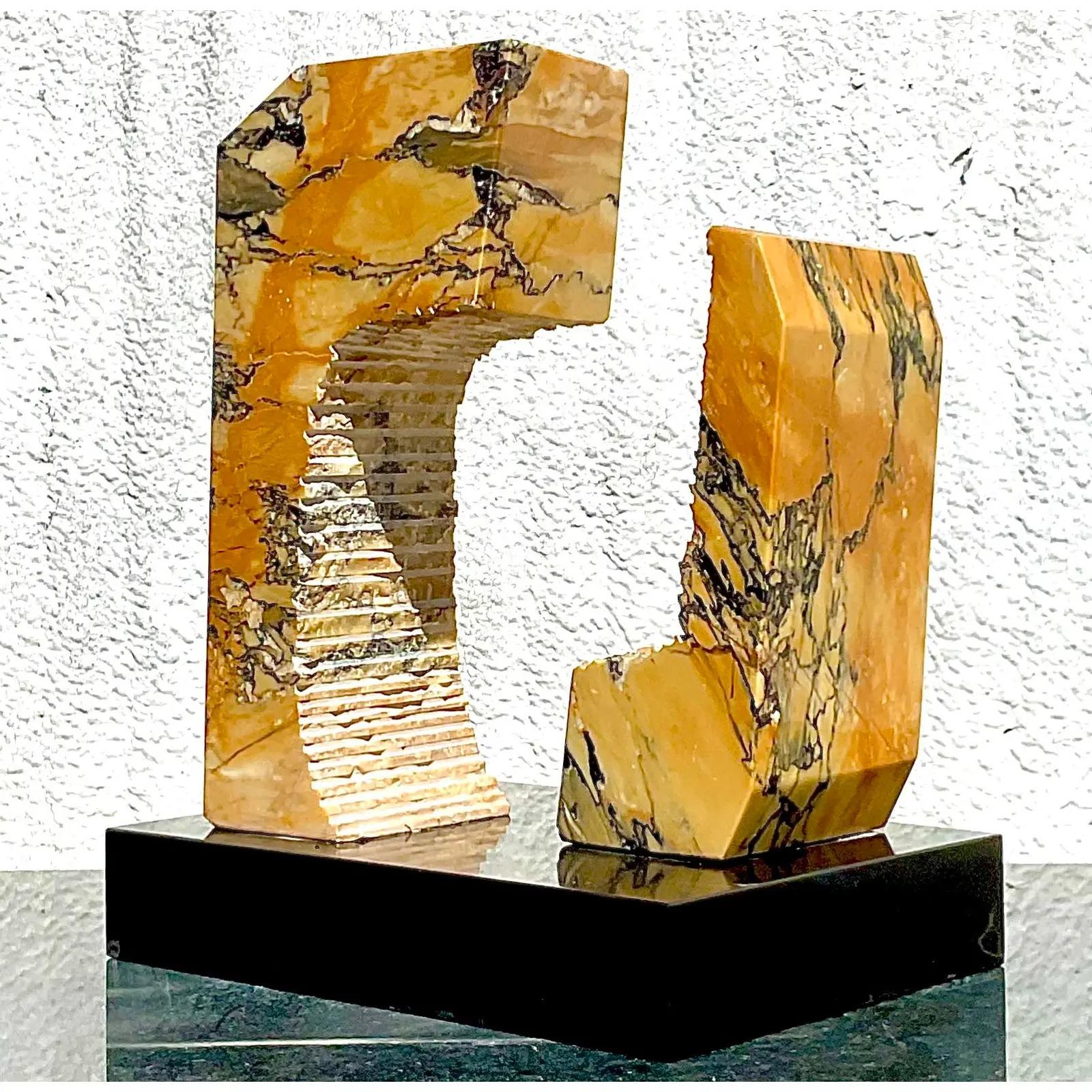 North American Vintage Boho Abstract Sawtooth Stone Sculpture