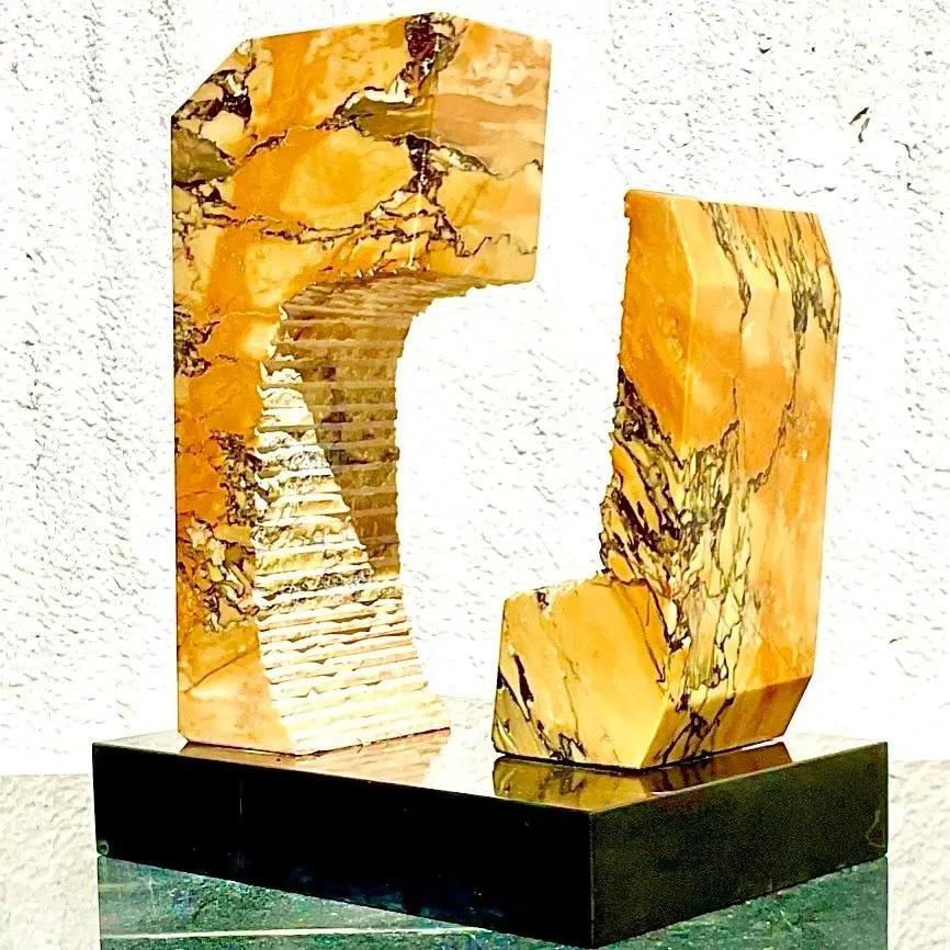 Vintage Boho Abstract Sawtooth Stone Sculpture In Good Condition In west palm beach, FL