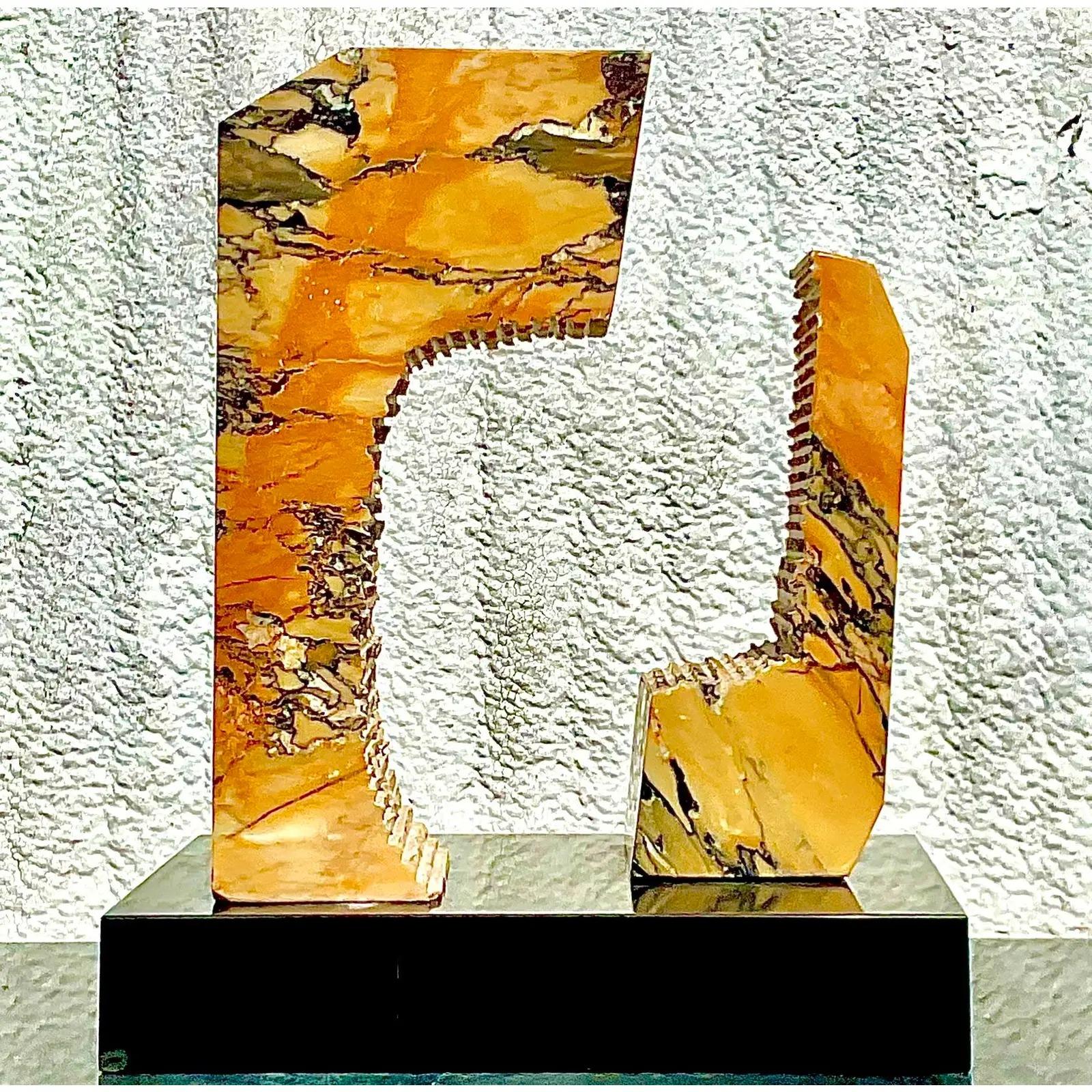 20th Century Vintage Boho Abstract Sawtooth Stone Sculpture