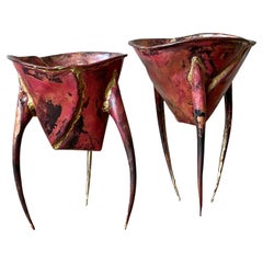 Vintage Boho Abstract Sculptural Metal Bowls - Set of 2