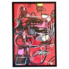 Huile sur papier originale de style Boho abstraite signée