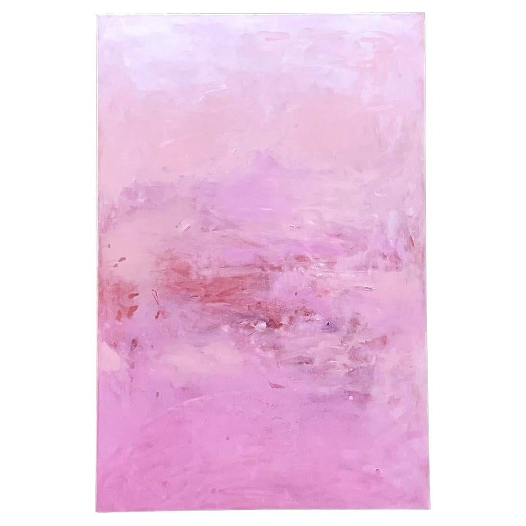 Vintage Boho Abstract Signed Original Oil Painting on Canvas "Cotton Candy" For Sale