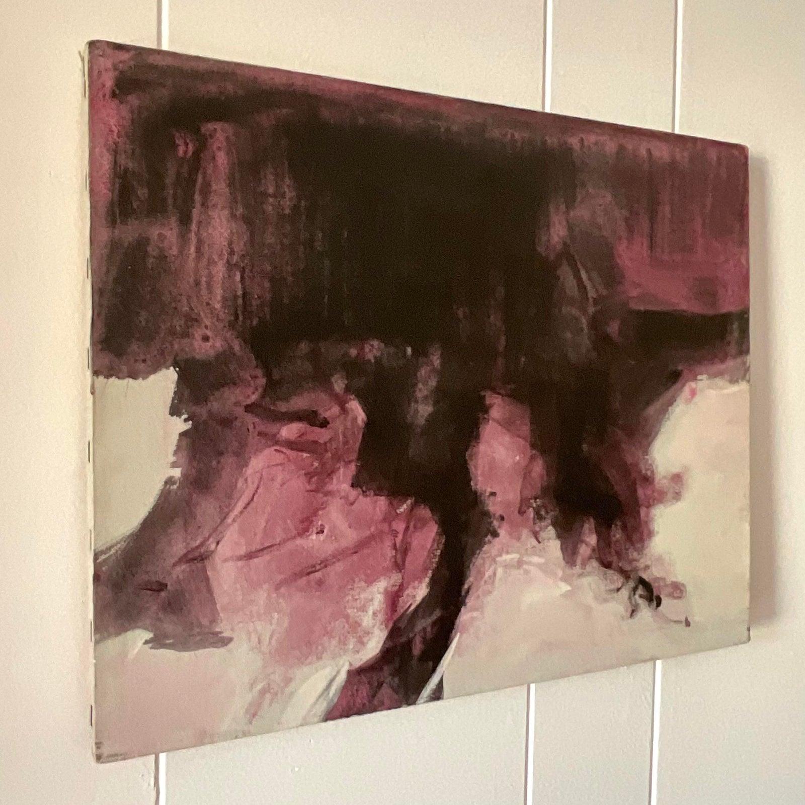 Early 20th Century Vintage original oil pointing On Canvas. A fabulous Abstract composition in deep rich colors. Signed by the artist. Acquired from a Palm Beach estate. 