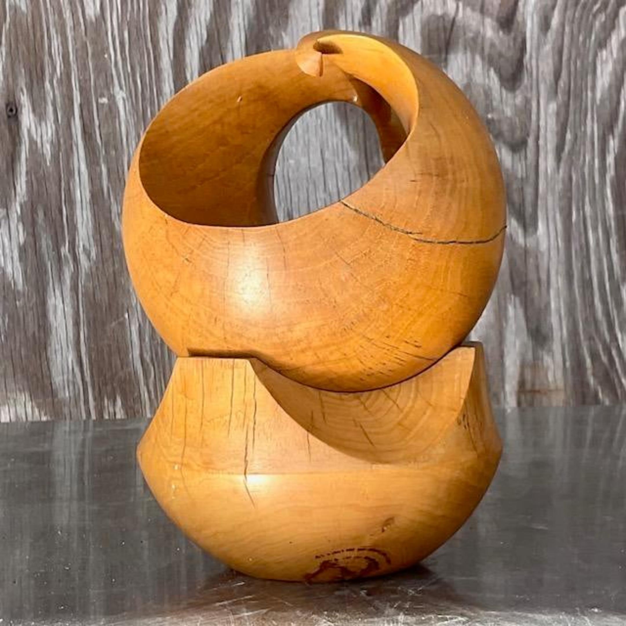 American Vintage Boho Abstract Stacked Sphere Sculpture For Sale