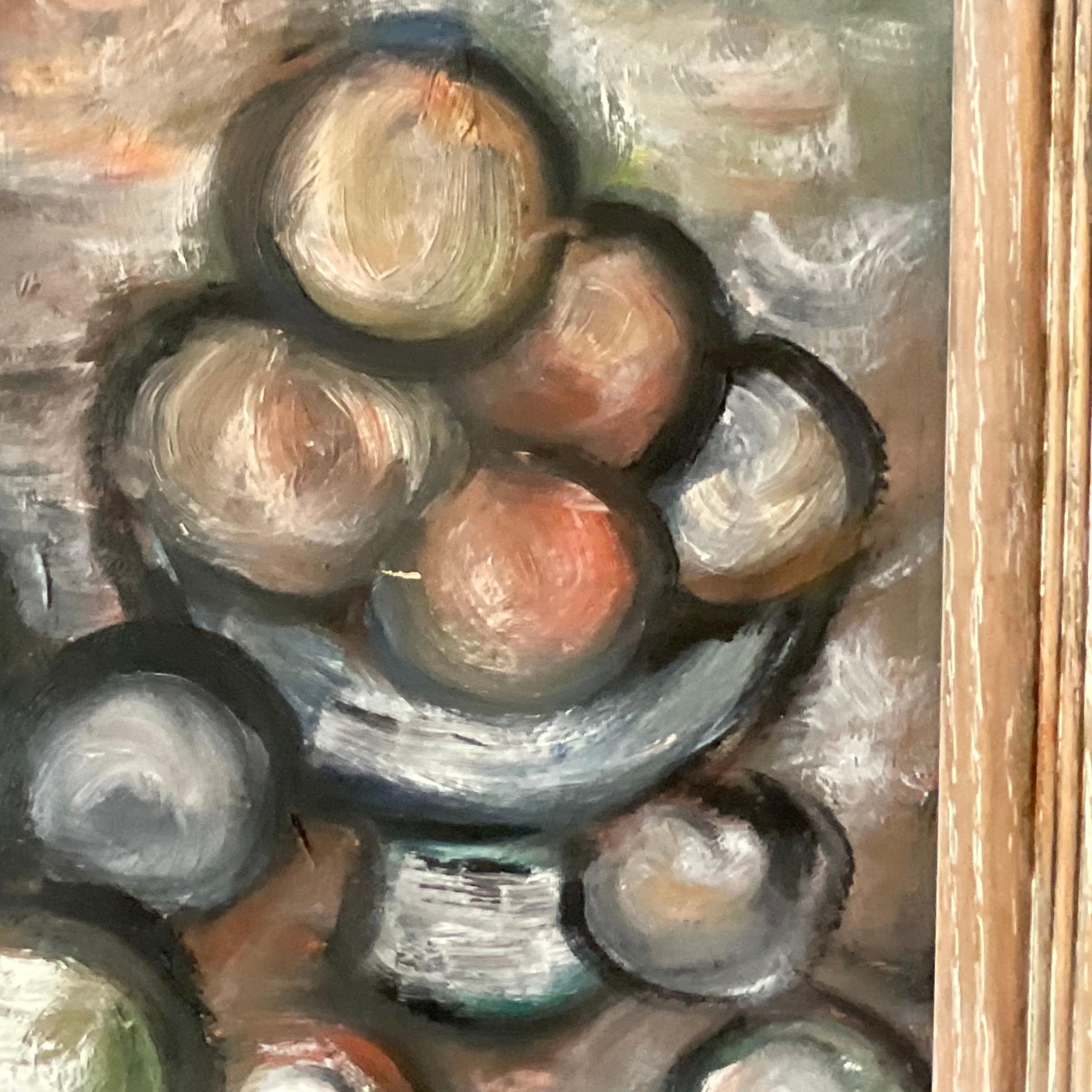 Vintage Abstract Still Life Painting of Fruit Bowls For Sale 1
