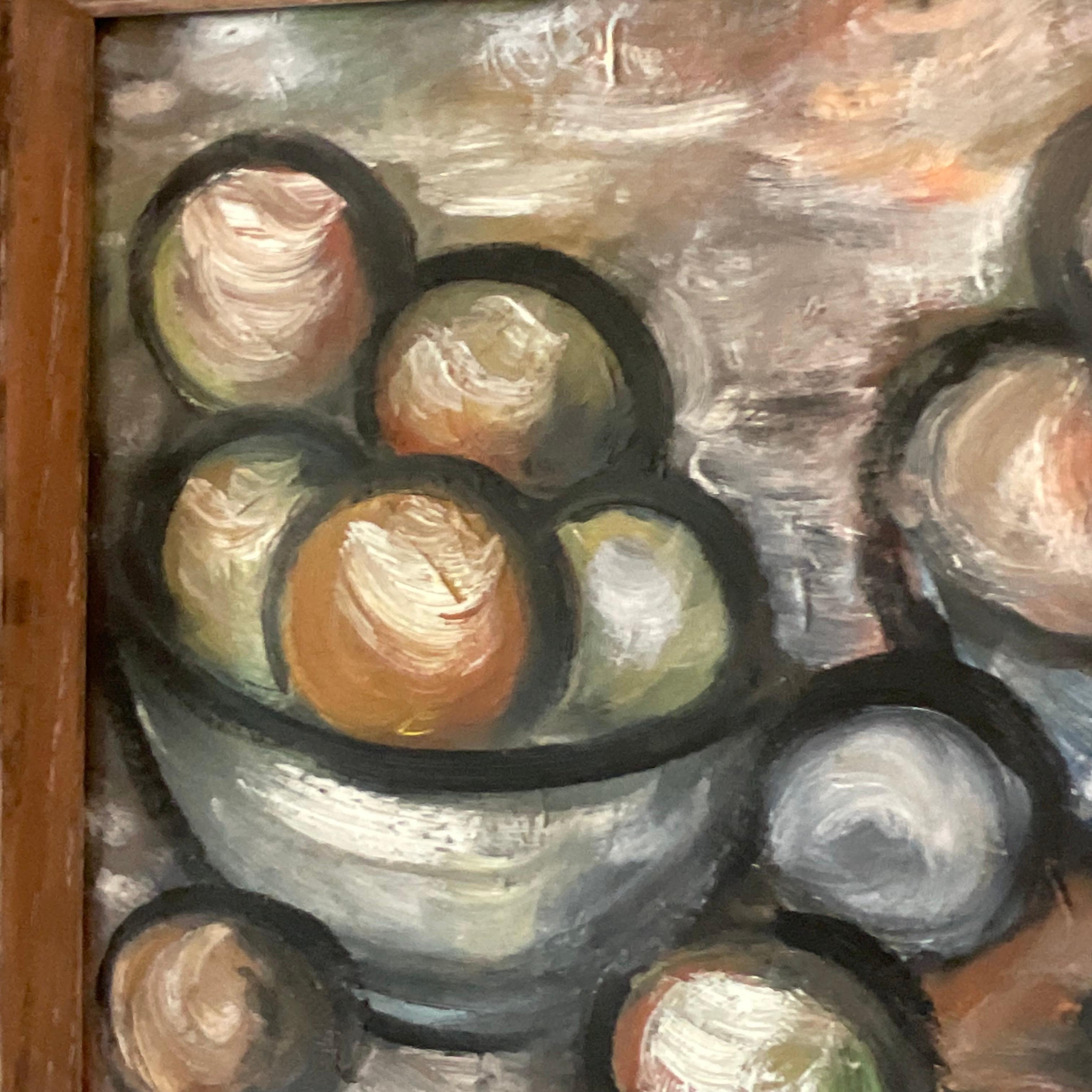 Vintage Abstract Still Life Painting of Fruit Bowls For Sale 3