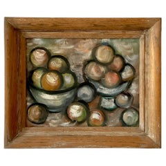 Vintage Abstract Still Life Painting of Fruit Bowls