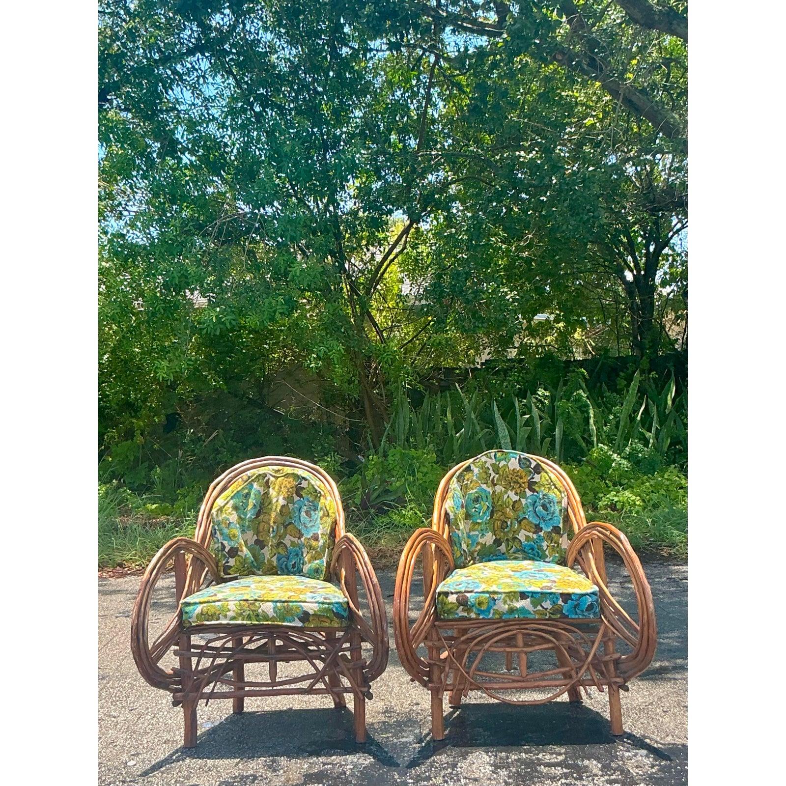 Vintage Boho Adirondack Twig Lounge Chairs - A Pair For Sale 3