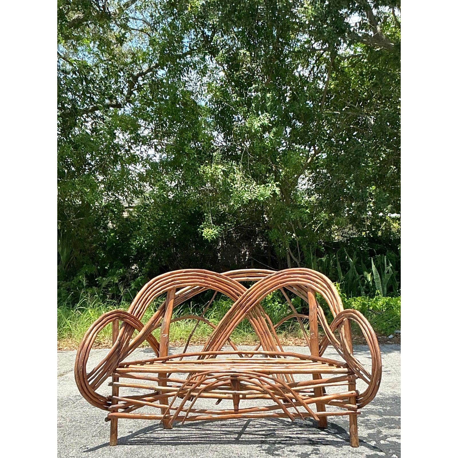 Vintage Boho Adirondack Twig Sofa For Sale 4