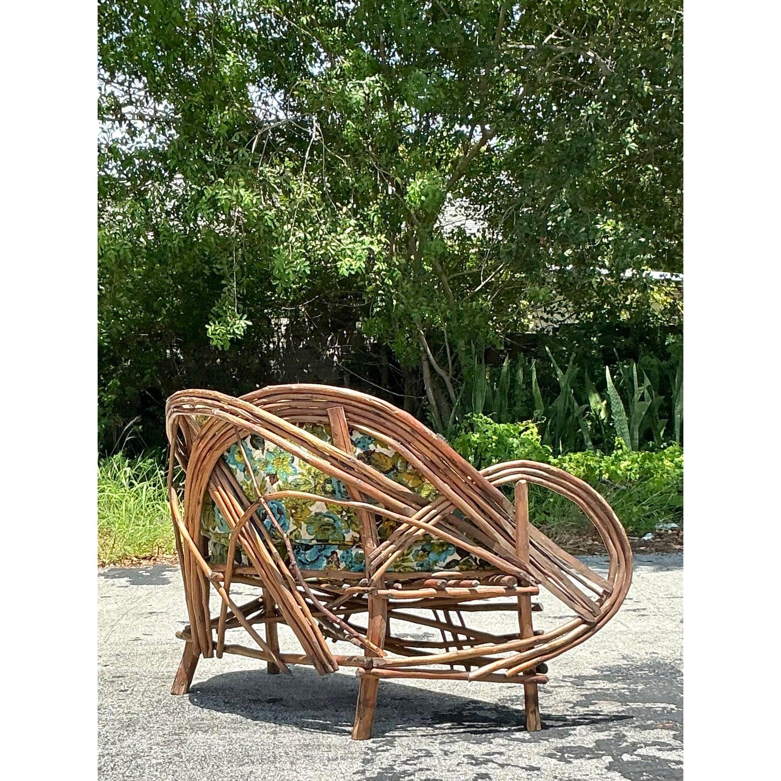 Vintage Boho Adirondack Twig Sofa For Sale 2