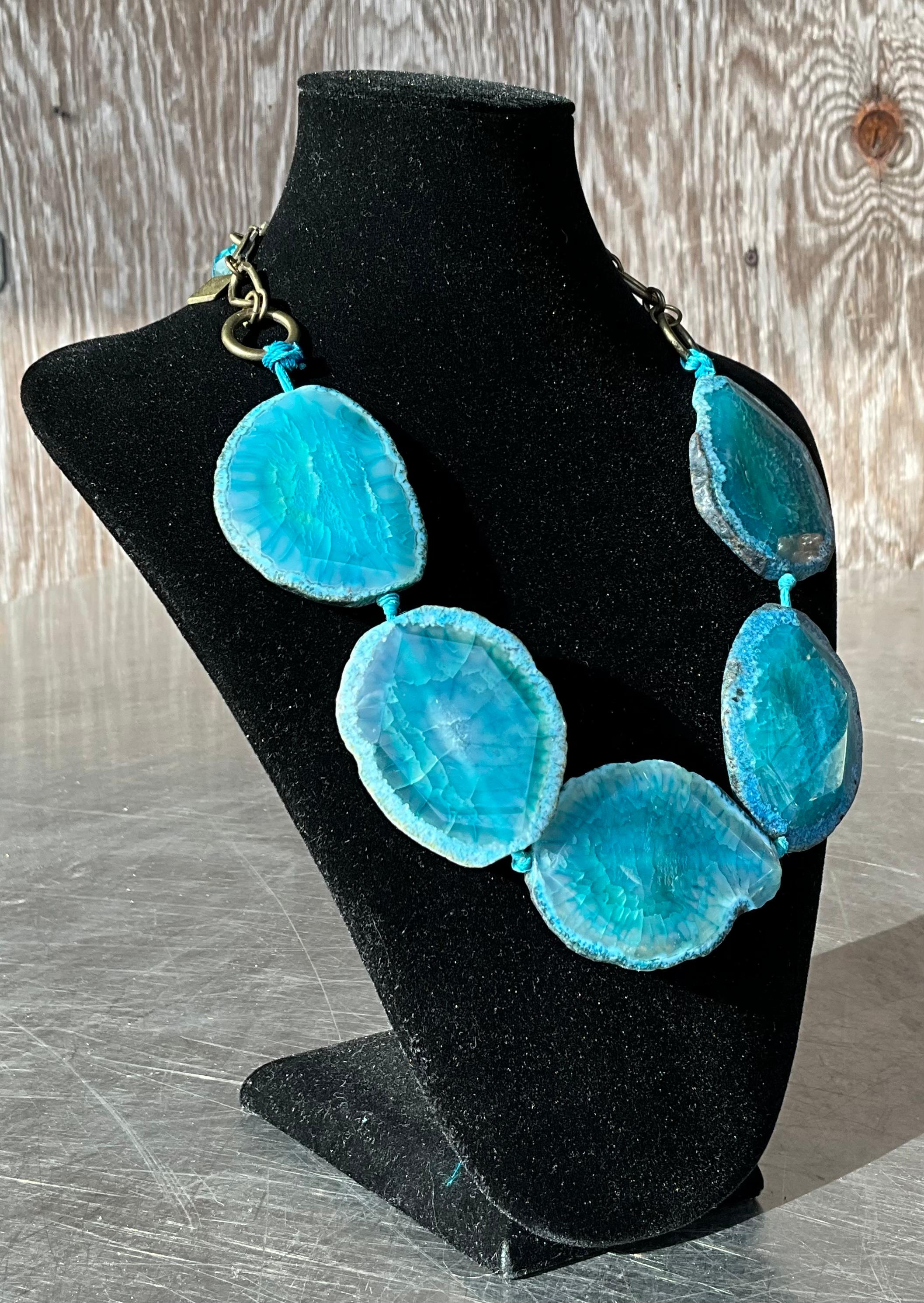 Collana di lastre di agata boho vintage in vendita 1