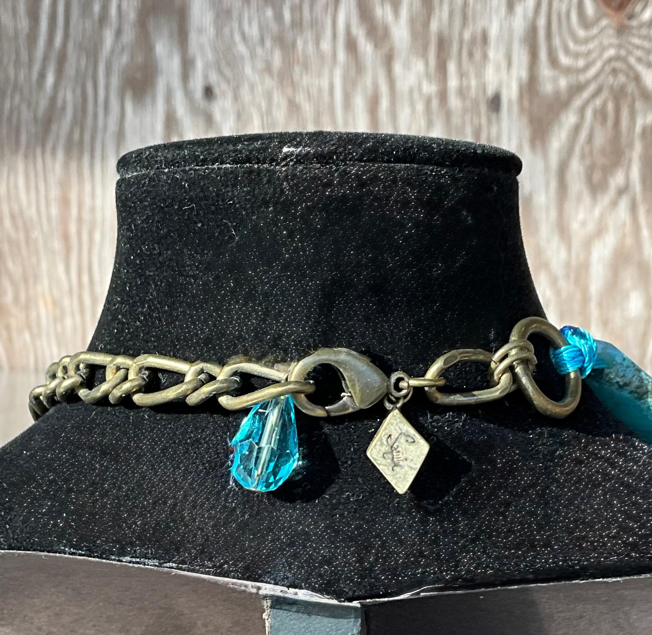 Collana di lastre di agata boho vintage in vendita 2