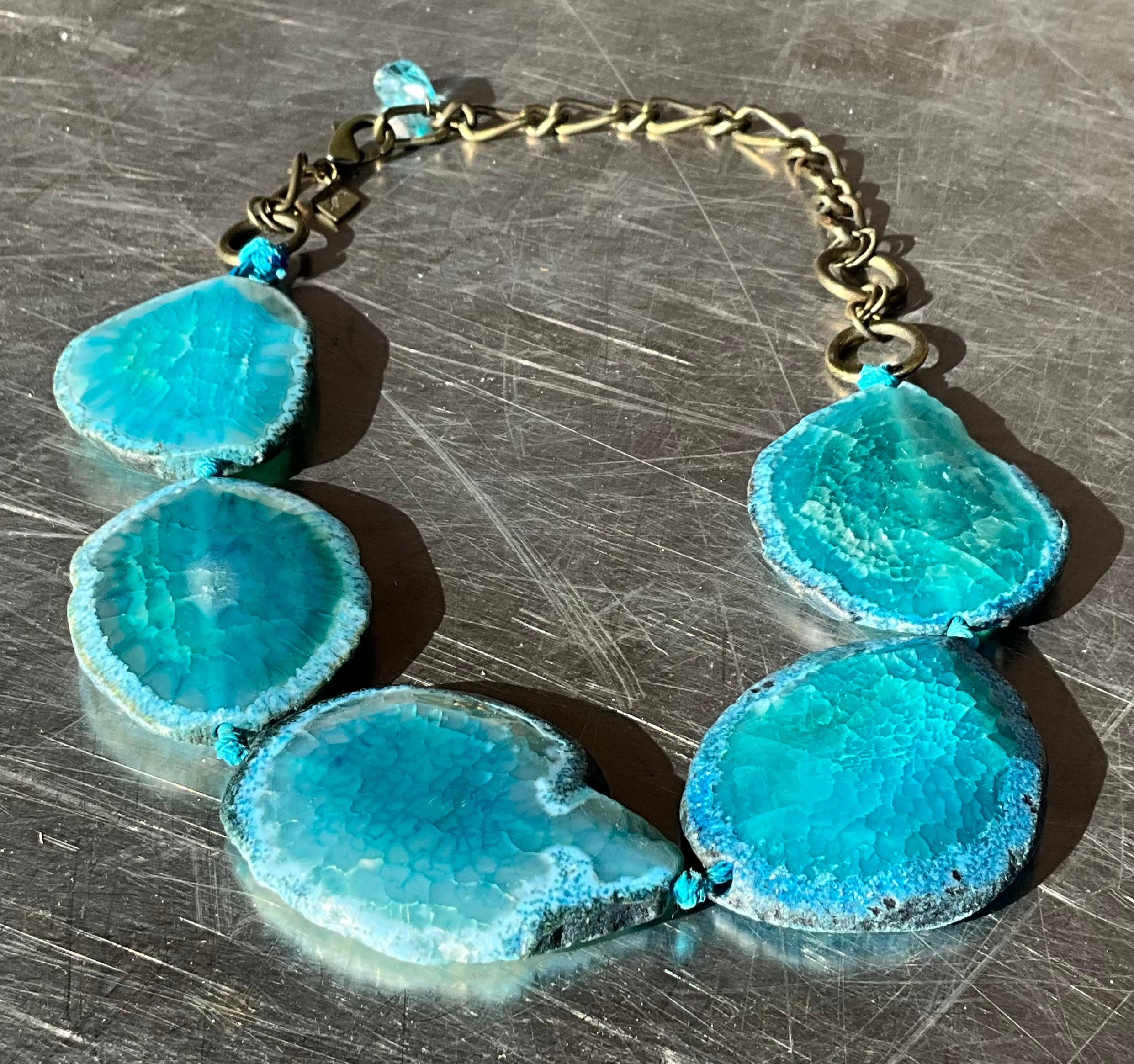 Collana di lastre di agata boho vintage in vendita 3
