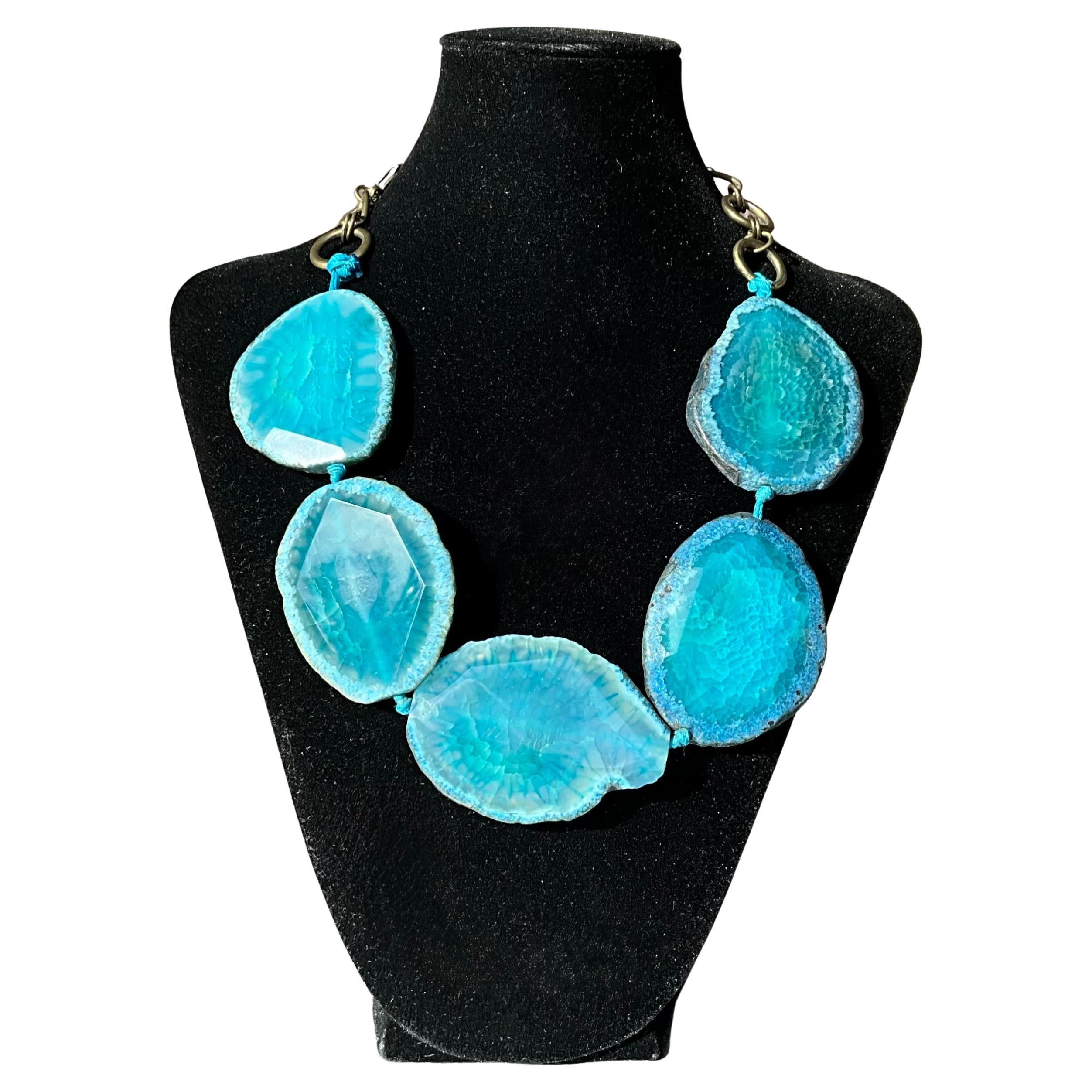 Collana di lastre di agata boho vintage in vendita