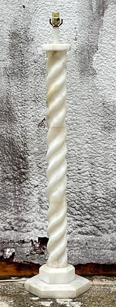Vintage Boho Alabaster Barley Twist Floor Lamp