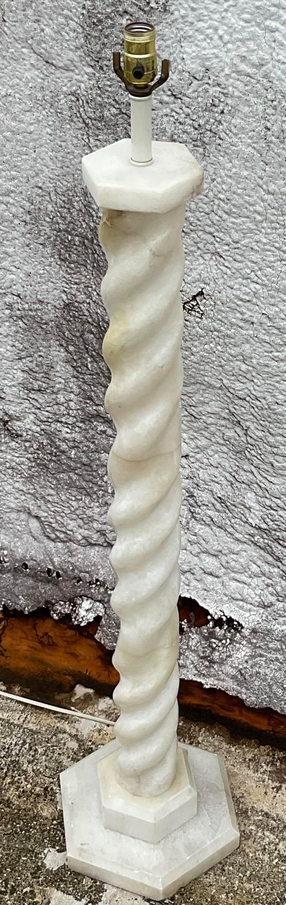 Bohème Lampadaire Boho Barley Twist vintage en albâtre en vente