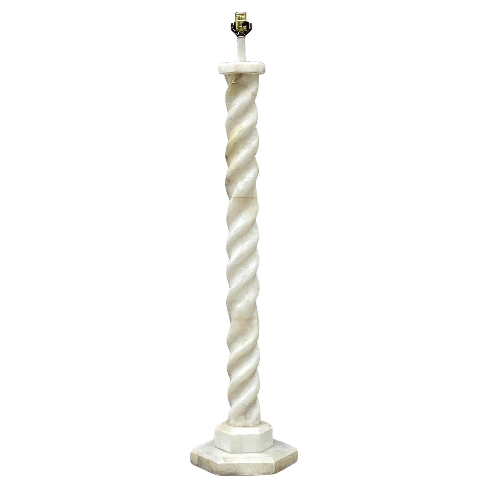 Vintage Boho Alabaster Barley Twist Floor Lamp